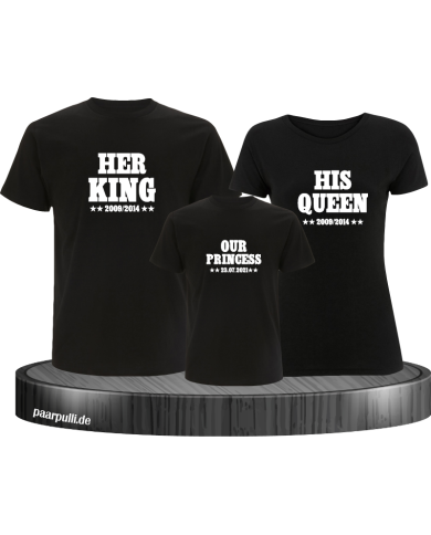 Her King, His Queen und Our Prince Familien-Shirts schwarz Her King, His Queen und Our Prince Familien-Shirts schwarz