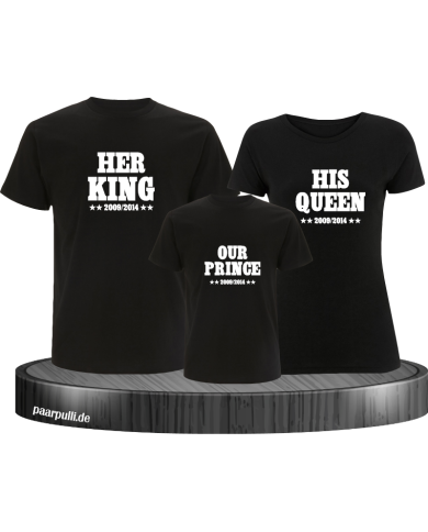 Her King, His Queen und Our Prince Familien-Shirts schwarz Her King, His Queen und Our Prince Familien-Shirts schwarz