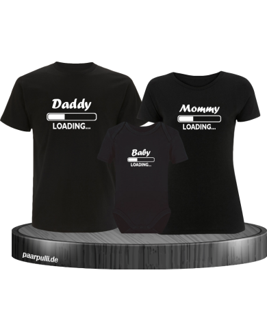Daddy Mother und Baby Familien-Shirts in schwarz Daddy Mother und Baby Familien-Shirts in schwarz