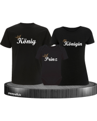 König, Königin und Prinz mit Baby-Body als Familienlook T-Shirts