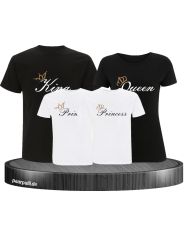 King Queen und Princess bedruckt mit King Queen und Princess schwarze weißes familie T shirt