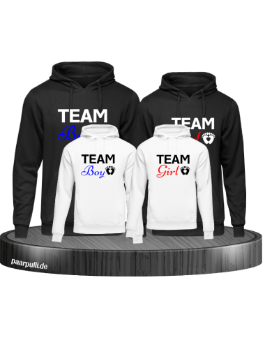 Team Boy und Team Girl Familienlook Hoodies in schwarz weiß Team Boy und Team Girl Familienlook Hoodies in schwarz weiß