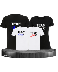 Team Boy und Team Girl Familienlook T-Shirts in schwarz weiß