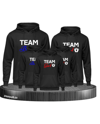 "Team Boy" und "Team Girl" 5er Familien-Set Hoodies "Team Boy" und "Team Girl" 5er Familien-Set Hoodies