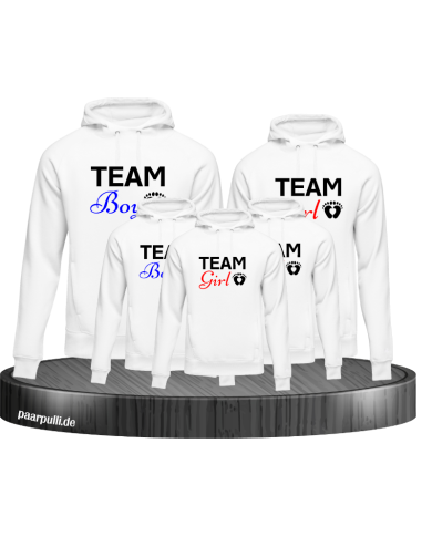 "Team Boy" und "Team Girl" 5er Familien-Set Hoodies "Team Boy" und "Team Girl" 5er Familien-Set Hoodies