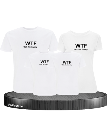 Familienlook in weiß mit WTF With the Family als 4er Set T-Shirts