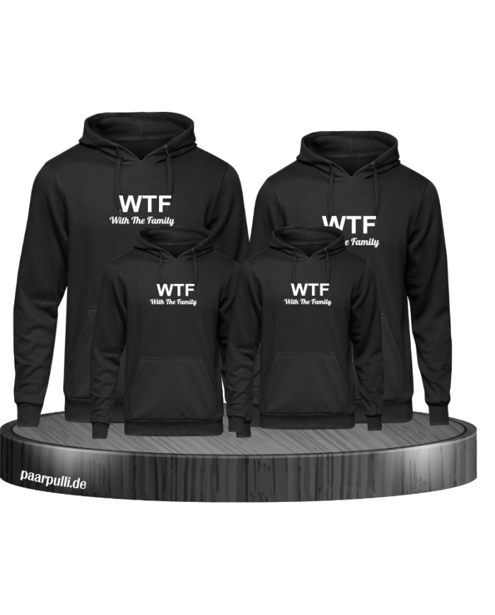Familienlook in schwarz mit WTF With the Family als 4er Set