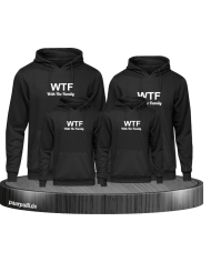 Familienlook in schwarz mit WTF With the Family als 4er Set
