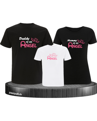 Angel Familie in schwarz weiß T Shirts Familienlook Angel Familie in schwarz weiß T Shirts Familienlook
