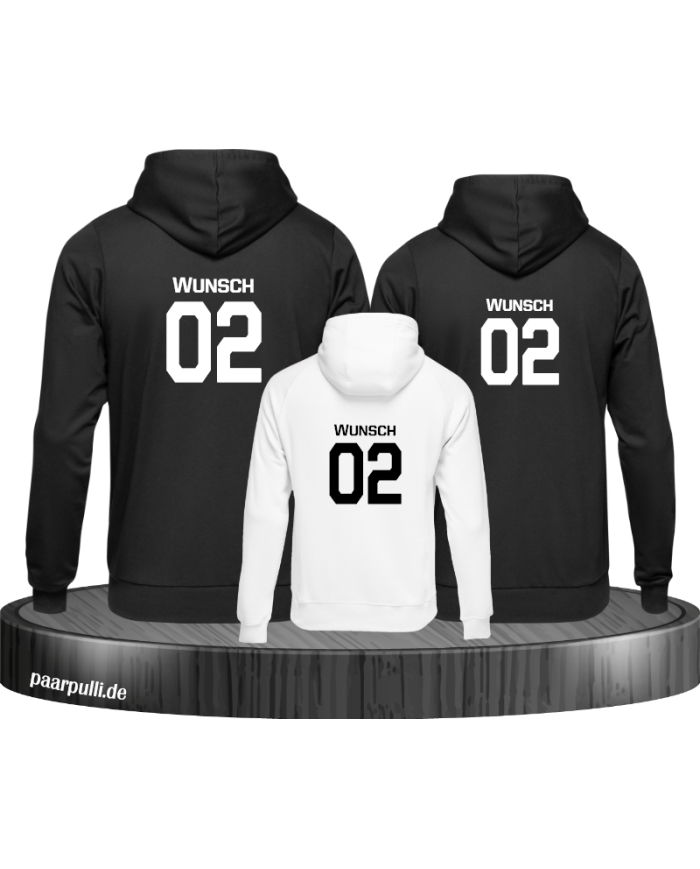 Familien Set beidseitig bedruckt mit Wunschname und Wunschzahl