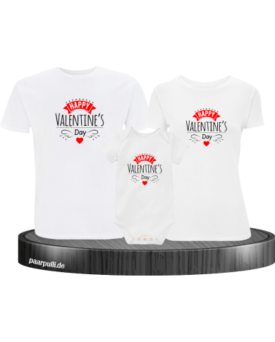 Weißes Shirts mit Rot schwarz happy valentinstag