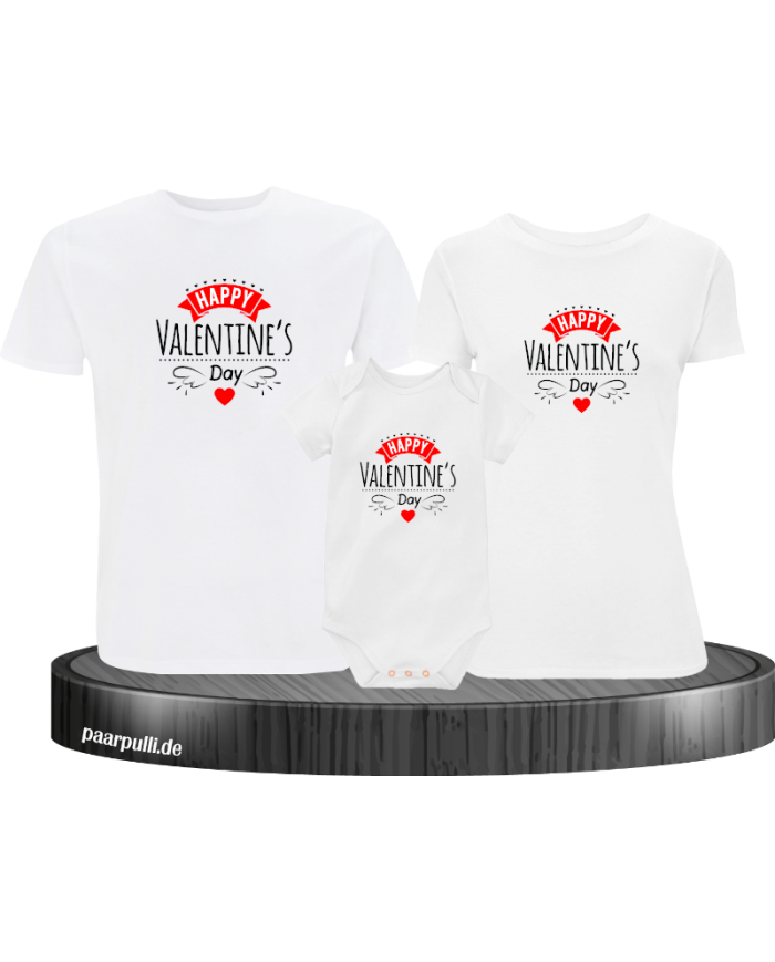 Weißes Shirts mit Rot schwarz happy valentinstag