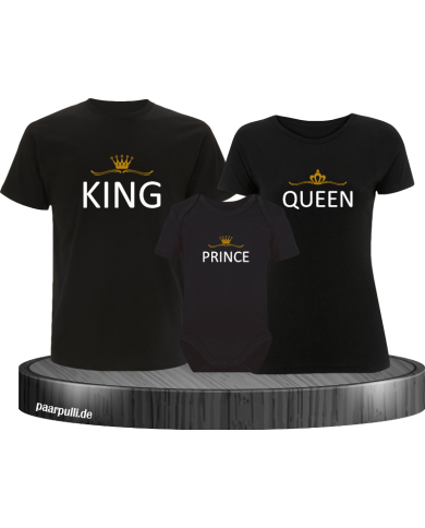 Vater Mutter und baby bedruckt auf schwarz T-Shirt mit Prince Vater Mutter und baby bedruckt auf schwarz T-Shirt mit Prince