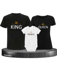 Vater Mutter und baby bedruckt auf schwarz weißes T-Shirt mit Prince