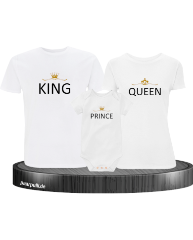 Vater Mutter und baby bedruckt auf weißes T-Shirt mit Prince Vater Mutter und baby bedruckt auf weißes T-Shirt mit Prince