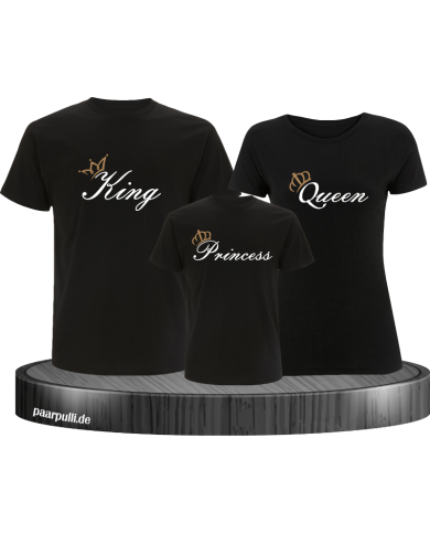 King Queen und Princess mit Krone auf schwarz Family Shirt King Queen und Princess mit Krone auf schwarz Family Shirt