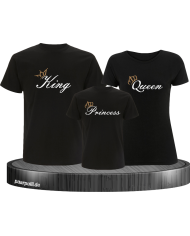 King Queen und Princess mit Krone auf schwarz Family Shirt