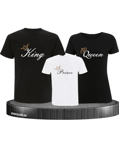 King Queen und Prince bedruckt auf ein Family Shirt in schwarz weiß King Queen und Prince bedruckt auf ein Family Shirt in schwarz weiß