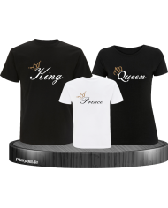 King Queen und Prince bedruckt auf ein Family Shirt in schwarz weiß