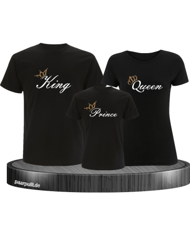 King Queen und Prince bedruckt auf ein Family Shirt in schwarz King Queen und Prince bedruckt auf ein Family Shirt in schwarz