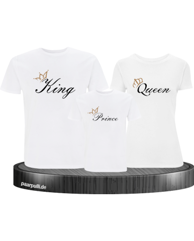 King Queen und Prince bedruckt auf ein Family Shirt in weiß King Queen und Prince bedruckt auf ein Family Shirt in weiß