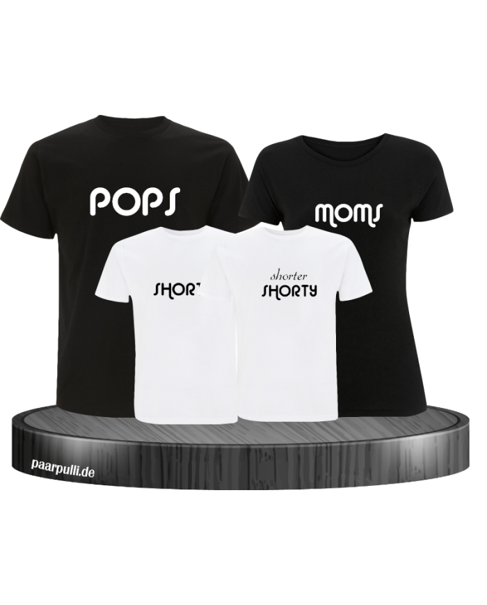 Familienlook Pops Moms shorty in weiß schwarz