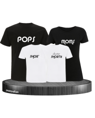 Familienlook Pops Moms shorty in weiß schwarz