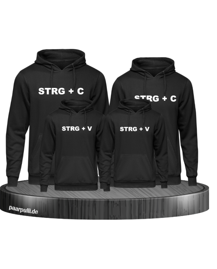 schwarze hoodies 4er set strg c strg v family