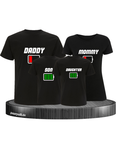 Familienlook Set mit Akku Design in schwarz