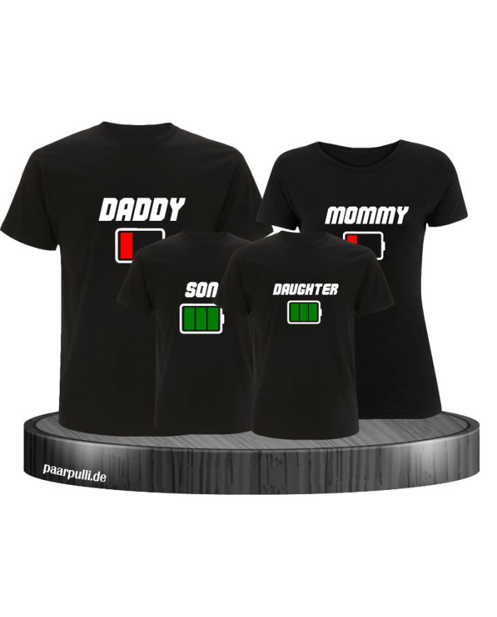 Familienlook Set mit Akku Design in schwarz