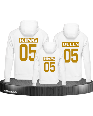 King Queen Prince oder Princess Familienlook Partnerlook gold  weiß King Queen Prince oder Princess Familienlook Partnerlook gold  weiß