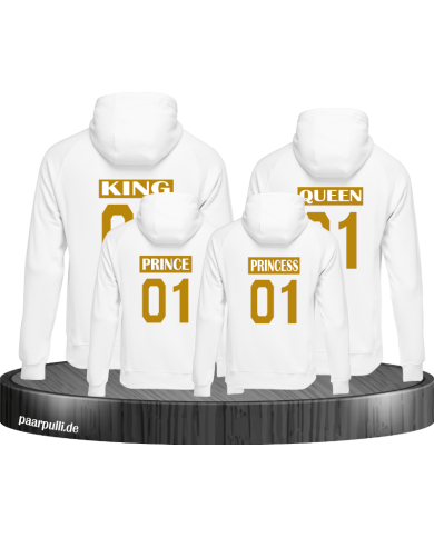 King Queen Prince Princess Familienlook Pullis weiß gold King Queen Prince Princess Familienlook Pullis weiß gold