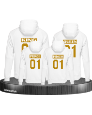 King Queen Prince Princess Familienlook Pullis weiß gold