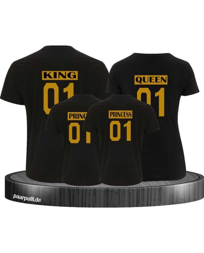 King Queen Prince Princess Familienlook schwarz gold