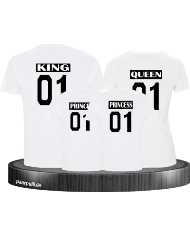 King Queen Prince Princess Familienlook  weiß schwarz King Queen Prince Princess Familienlook  weiß schwarz