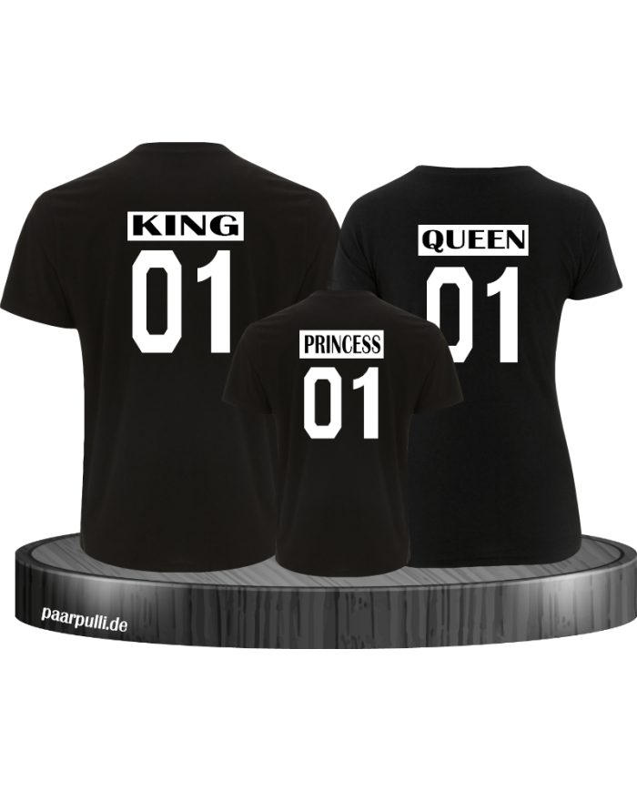 King Queen Princess Familienlook T-Shirts schwarz weiß