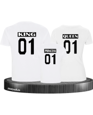 King Queen Princess Familienlook T-Shirts weiß schwarz