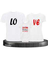 Love You Familienlook T-Shirts weiß