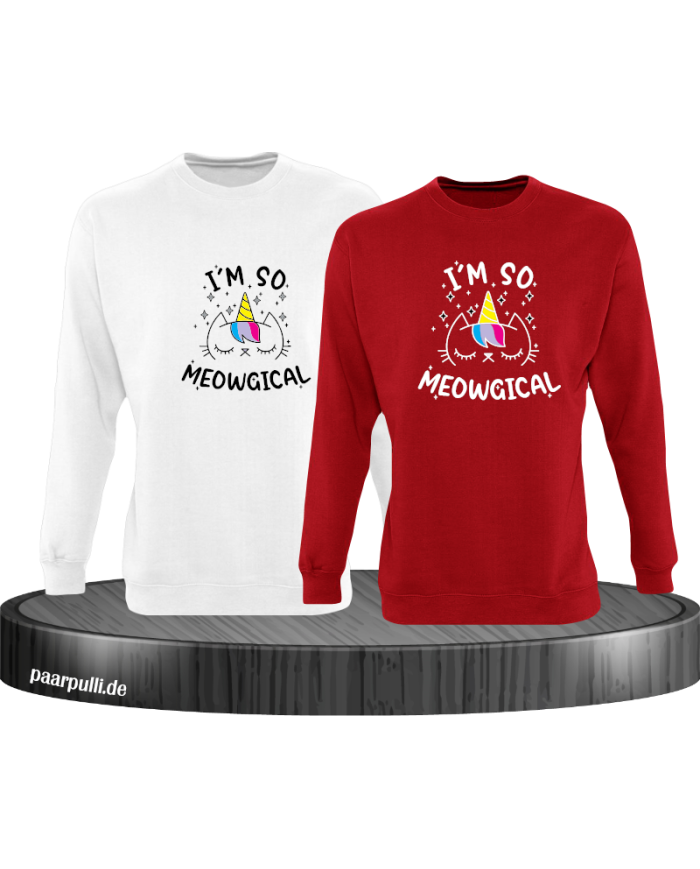 Meowgical Sweatshirt weiß rot