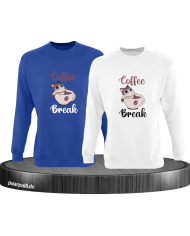 Coffee Break Sweatshirt blau weiß
