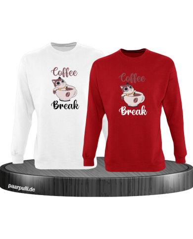 Coffee Break Sweatshirt weiß rot Coffee Break Sweatshirt weiß rot
