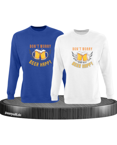Beer Happy Sweatshirt blau weiß Beer Happy Sweatshirt blau weiß