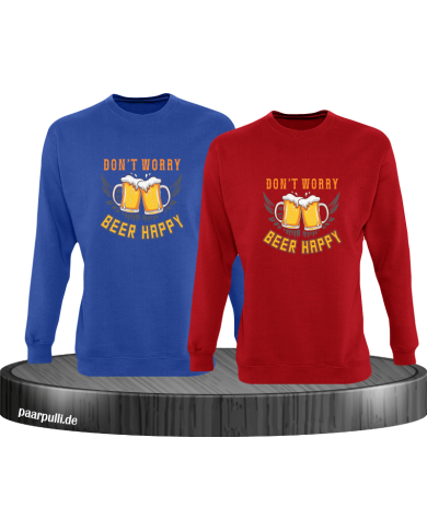 Beer Happy Sweatshirt blau rot Beer Happy Sweatshirt blau rot