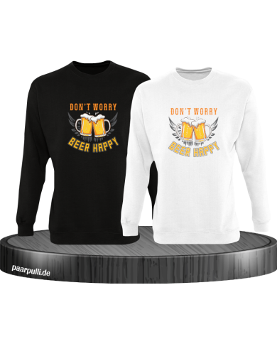 Beer Happy Sweatshirt schwarz weiß Beer Happy Sweatshirt schwarz weiß