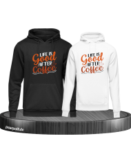 Life is good after Coffee Hoodie schwarz weiß