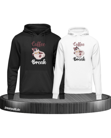Coffee Break Hoodie schwarz weiß Coffee Break Hoodie schwarz weiß