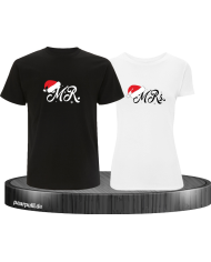 Mr. and Mrs. mit Weihnachtsmütze T-Shirt schwarz weiß