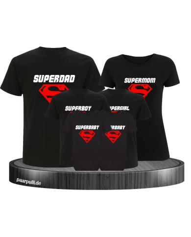 6er Set Superfamilie Partnerlook T-Shirts 6er Set Superfamilie Partnerlook T-Shirts