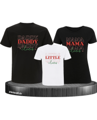 3er Set Daddy Claus, Mama Claus, Little Claus Familienlook T-Shirts