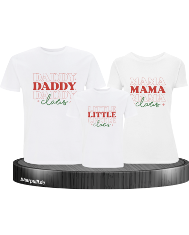 3er Set Daddy Claus, Mama Claus, Little Claus Familienlook T-Shirts 3er Set Daddy Claus, Mama Claus, Little Claus Familienlook T-Shirts